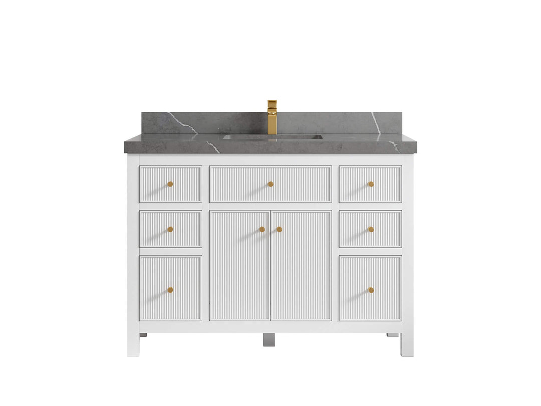 Sonoma 48 in. W x 22 in. D Single Sink Bathroom Vanity in White with 2 in. Piatra Gray Quartz Countertop