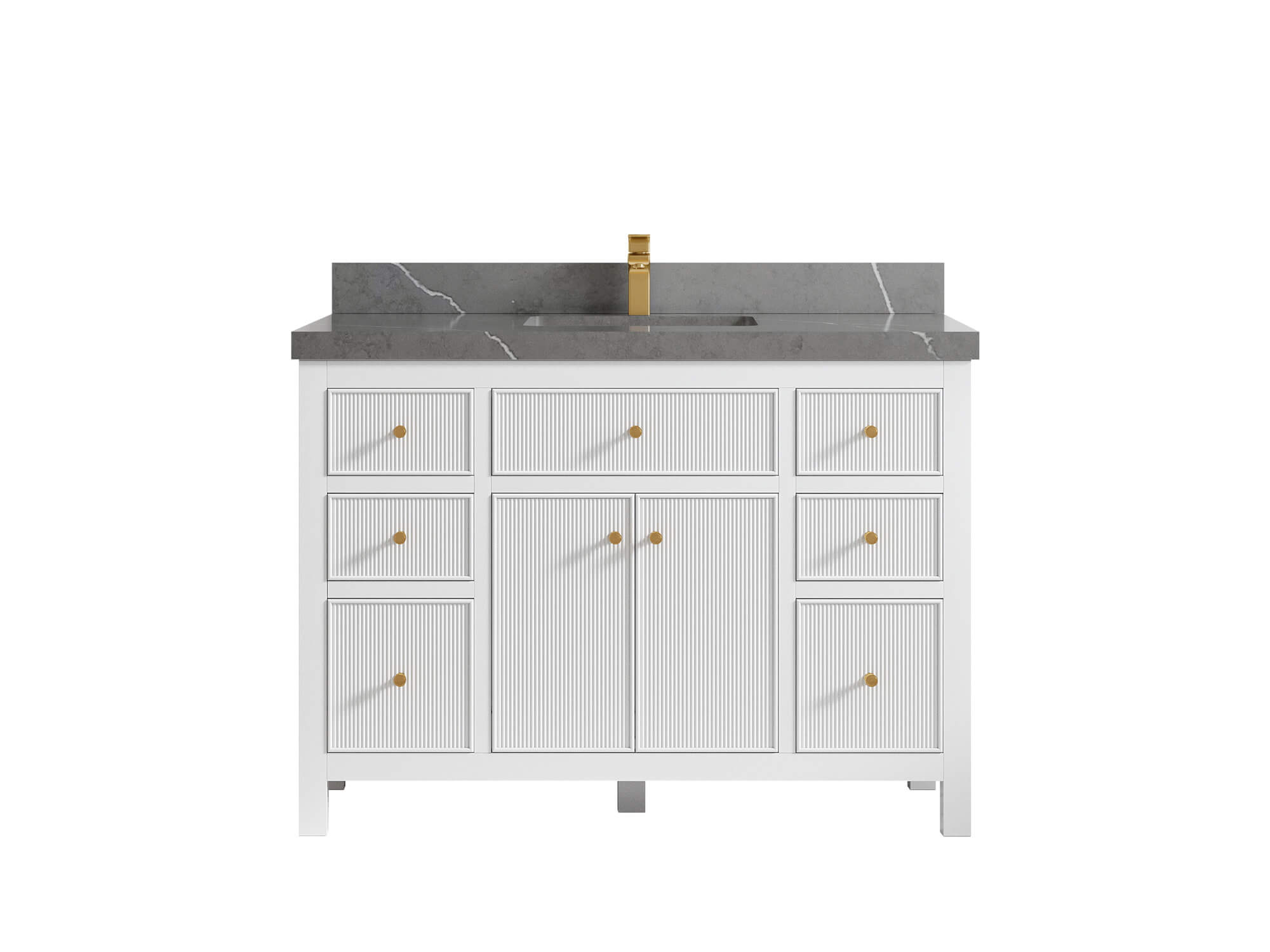 Sonoma 48 in. W x 22 in. D Single Sink Bathroom Vanity in White with 2 in. Piatra Gray Quartz Countertop