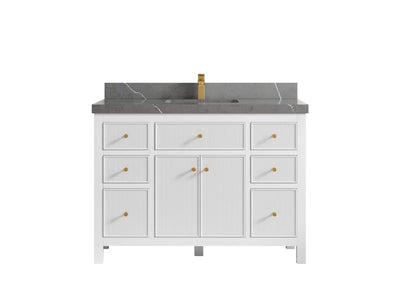 Sonoma 48 in. W x 22 in. D Single Sink Bathroom Vanity in White with 2 in. Piatra Gray Quartz Countertop