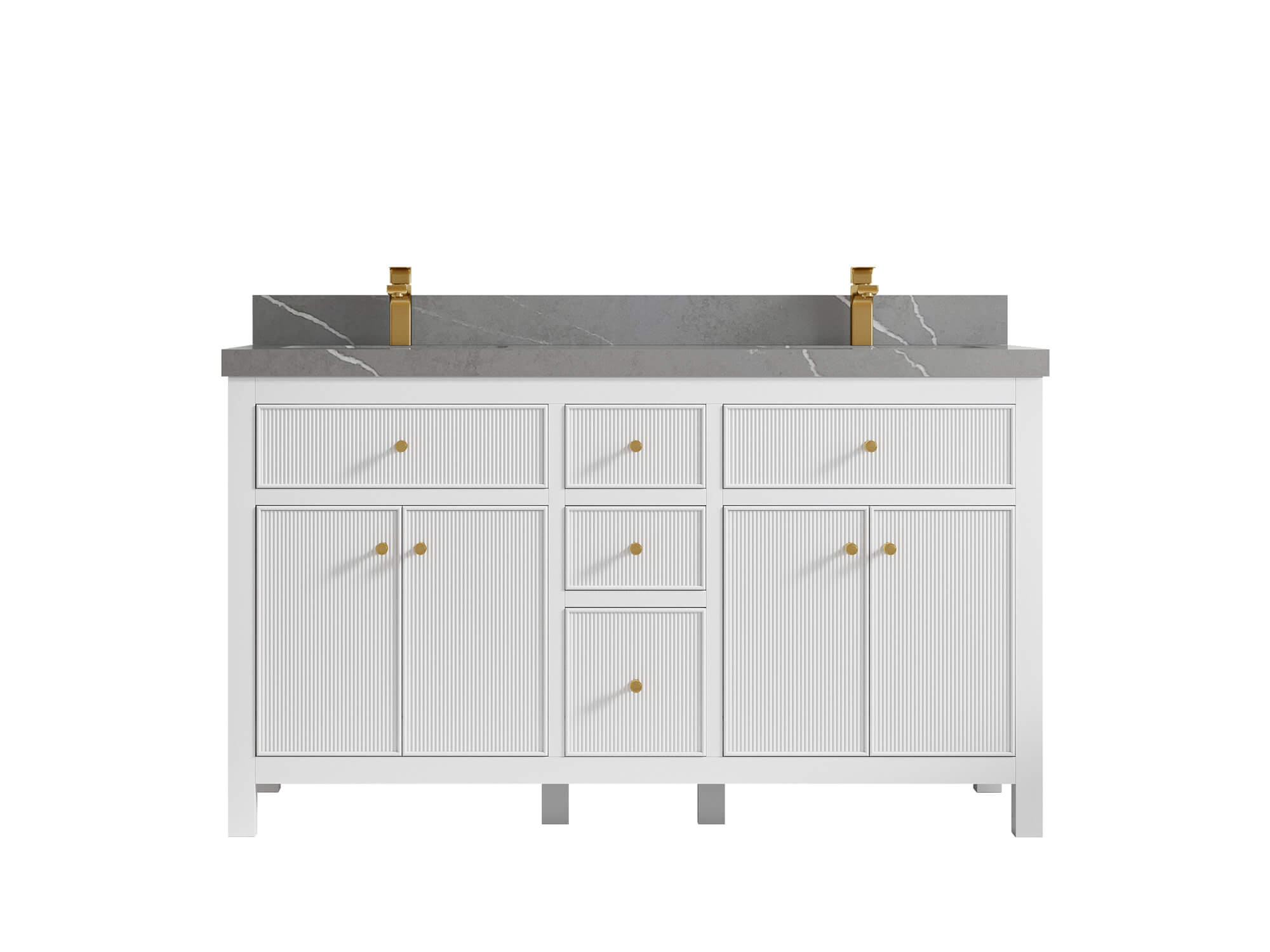 Sonoma 60 in W x 22 in D Free Standing Reeded Double Sink Bathroom Vanity
