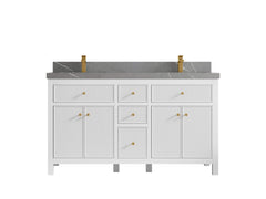 Sonoma 60 in W x 22 in D Free Standing Reeded Double Sink Bathroom Vanity - photo 20