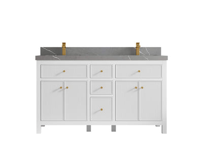 Sonoma 60 in W x 22 in D Free Standing Reeded Double Sink Bathroom Vanity