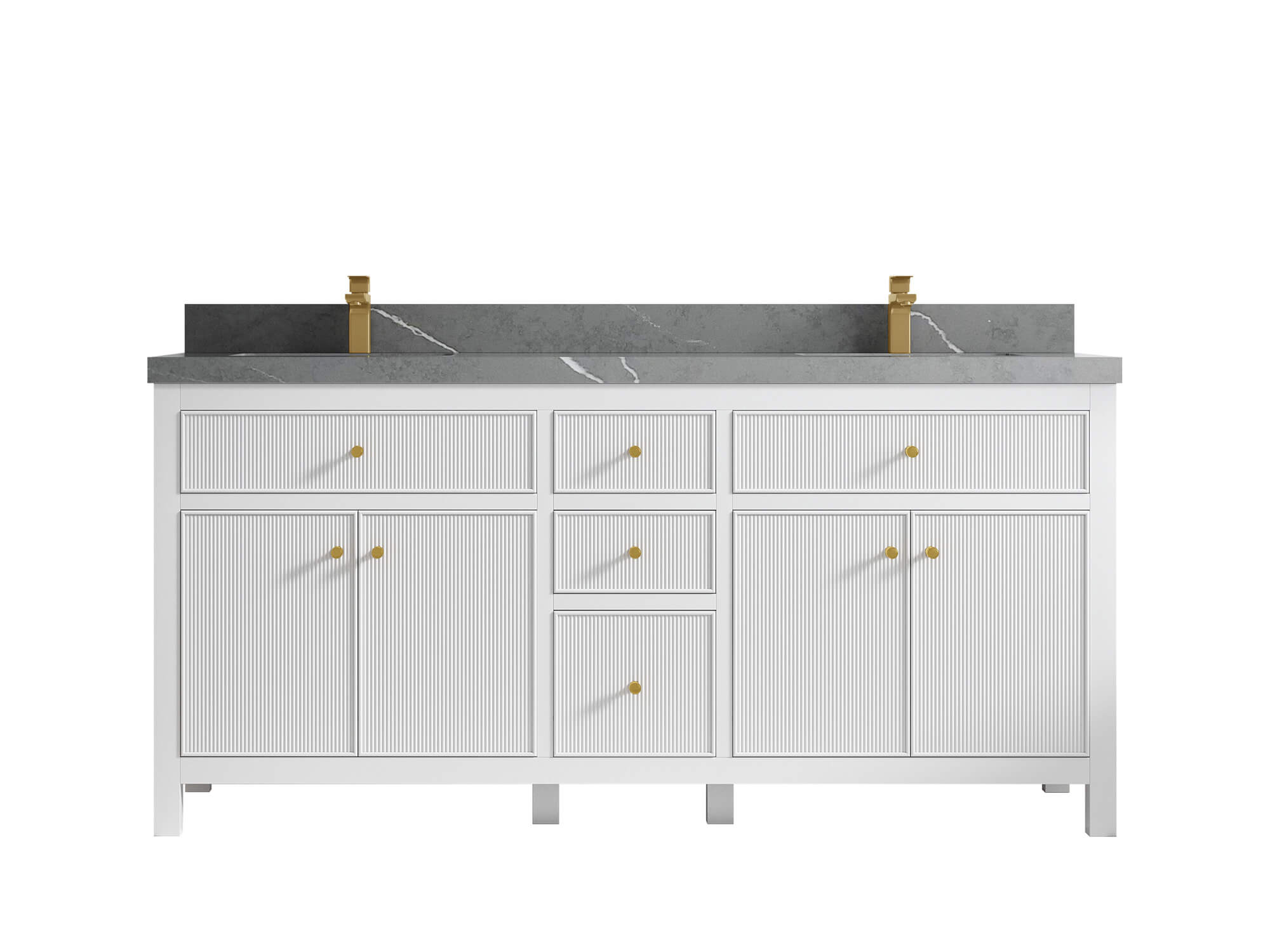 Sonoma 72 in W x 22 in D Free Standing Reeded Double Sink Bathroom Vanity
