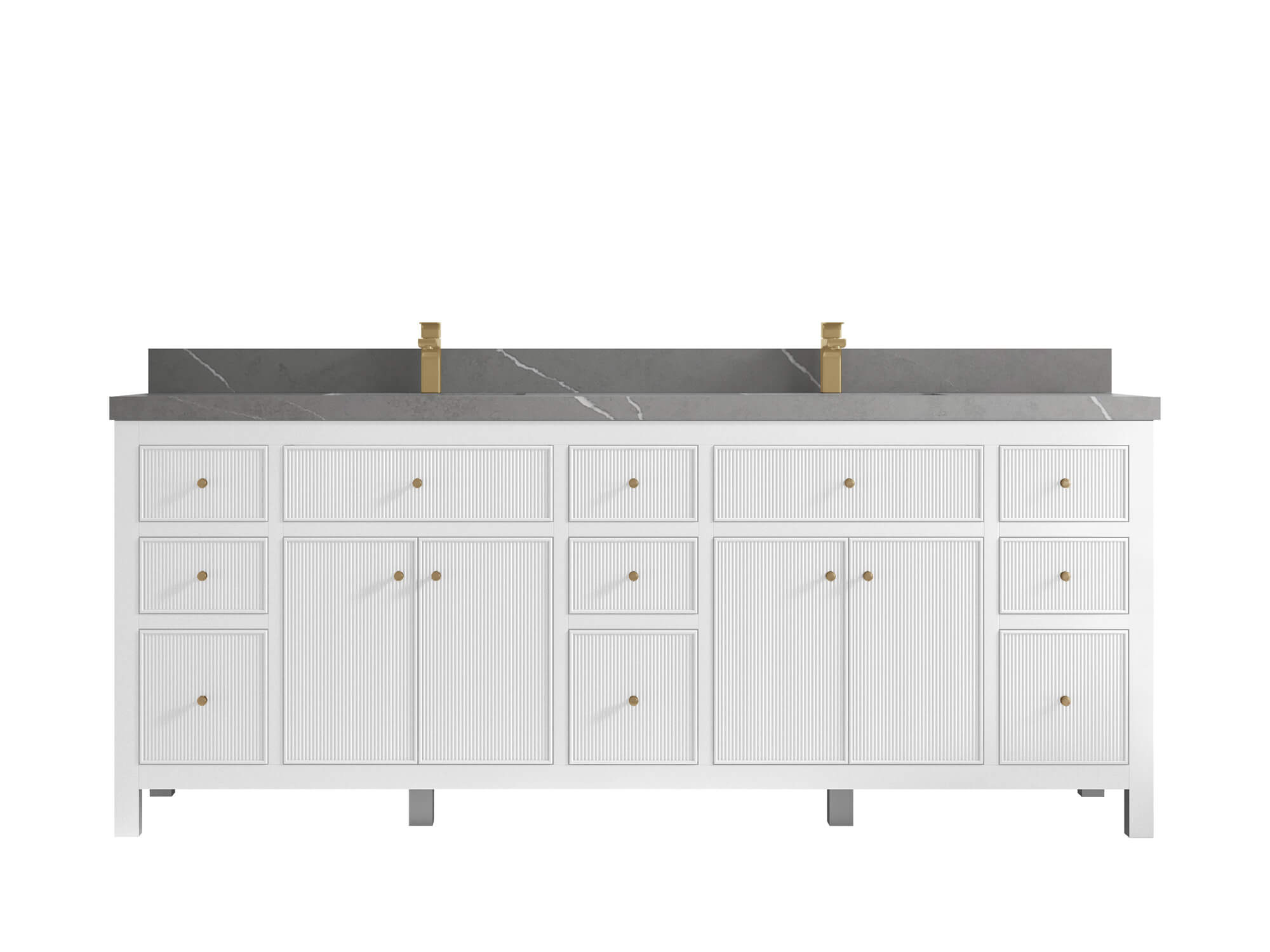 Sonoma 84 in W x 22 in D Free Standing Reeded Double Sink Bathroom Vanity