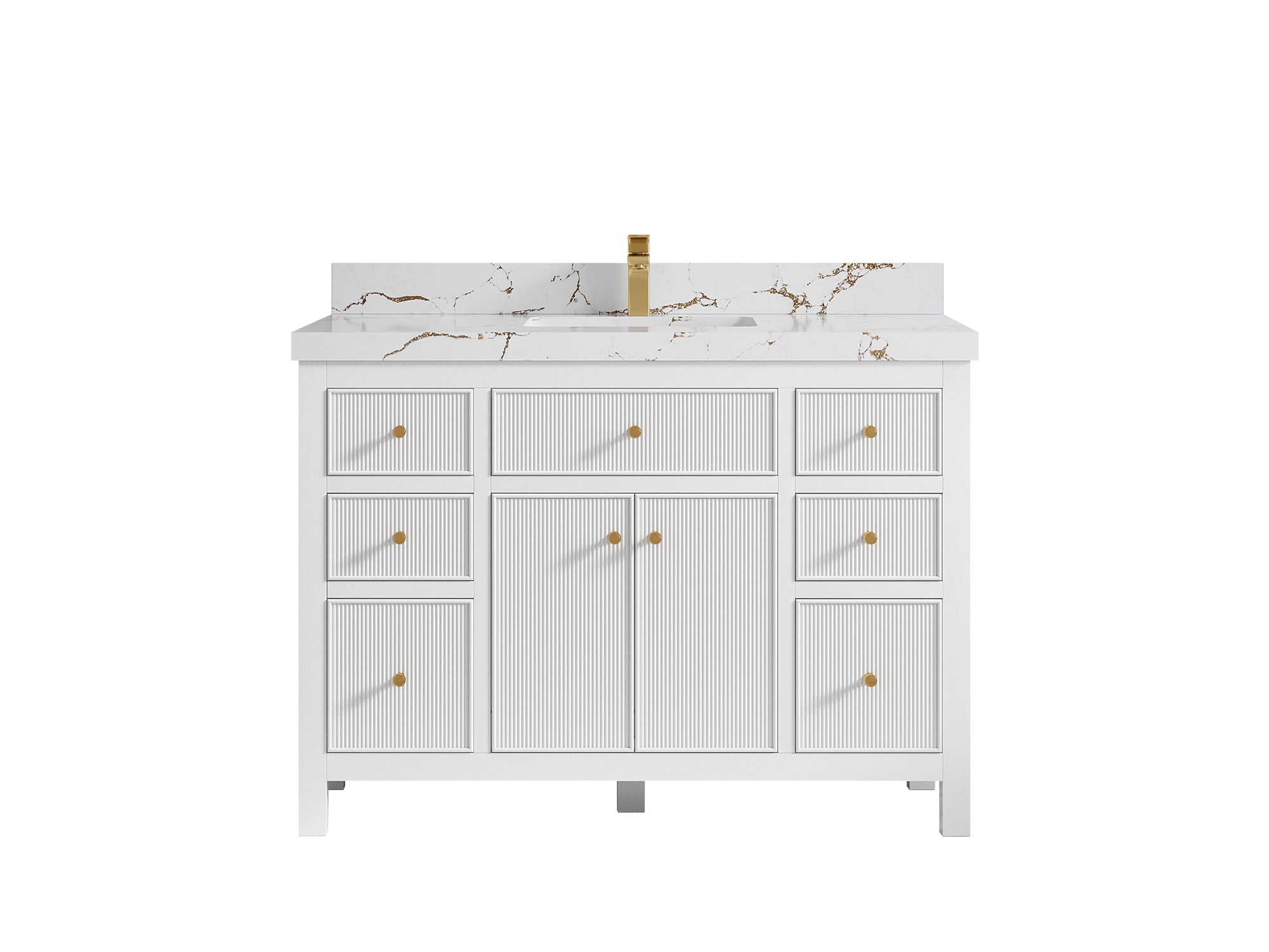 Sonoma 48 in. W x 22 in. D Single Sink Bathroom Vanity in White with 2 in. Viola Brown Quartz Countertop