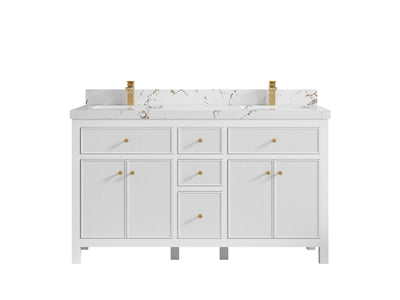 Sonoma 60 in W x 22 in D Free Standing Reeded Double Sink Bathroom Vanity