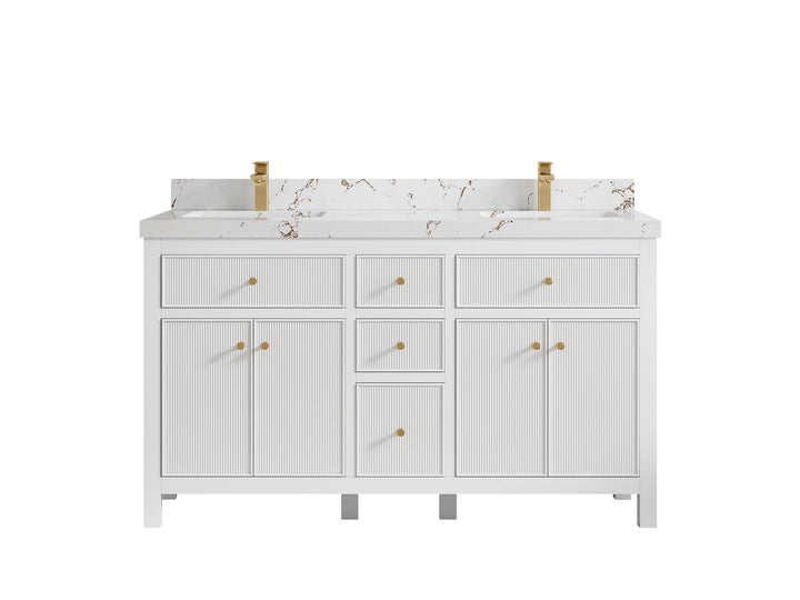 Sonoma 60 in W x 22 in D Free Standing Reeded Double Sink Bathroom Vanity - photo 21