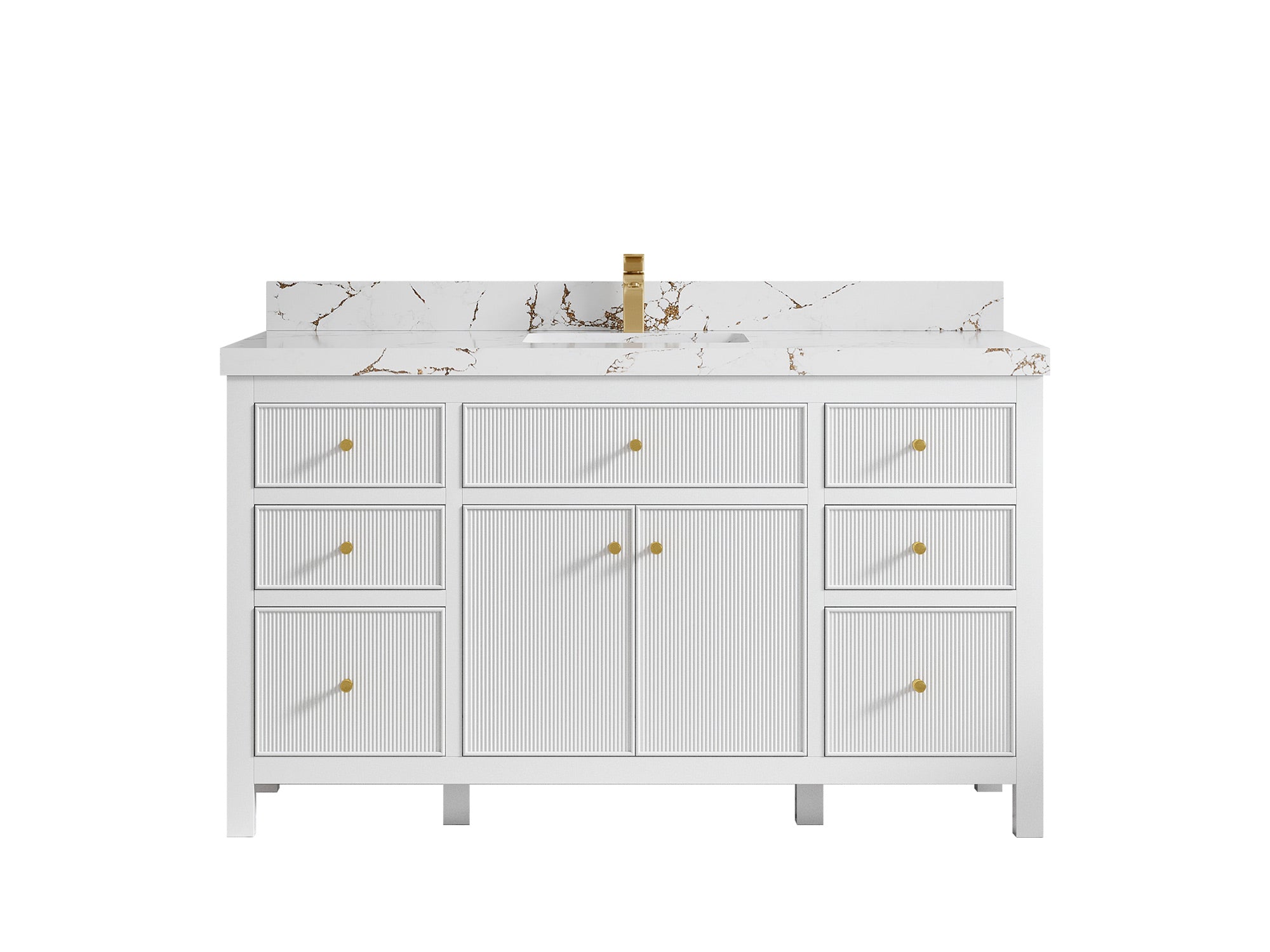 Sonoma 60 in W x 22 in D Free Standing Reeded Single Sink Bathroom Vanity