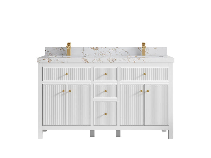 Sonoma 60 in W x 22 in D Free Standing Reeded Double Sink Bathroom Vanity - photo 22