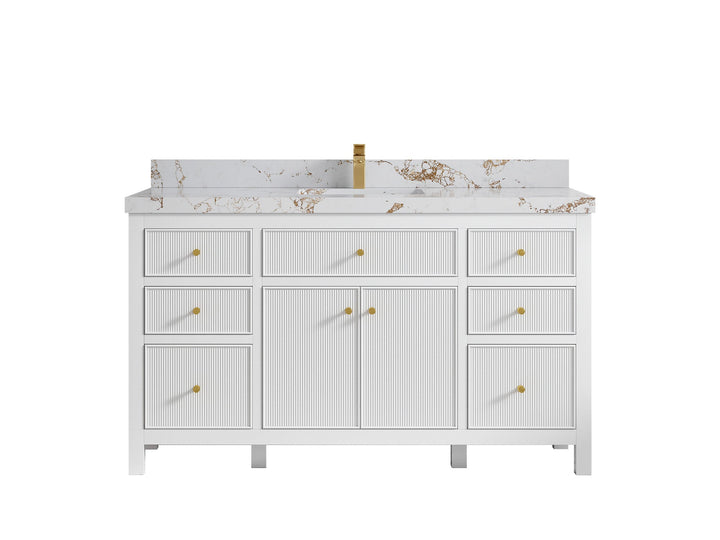 Sonoma 60 in W x 22 in D Free Standing Reeded Single Sink Bathroom Vanity - photo 22