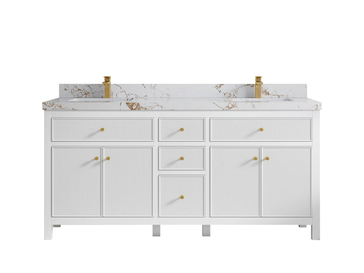 Sonoma 72 in W x 22 in D Free Standing Reeded Double Sink Bathroom Vanity - photo 22