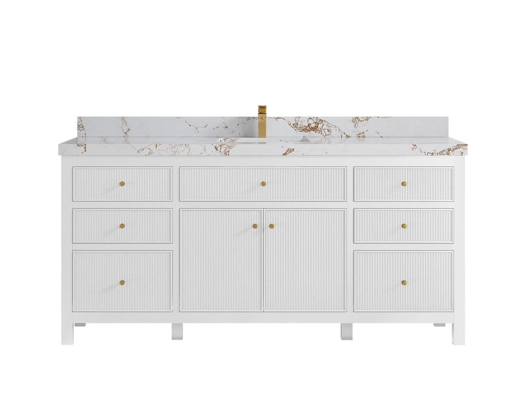 Sonoma 72 in W x 22 in D Free Standing Reeded Single Sink Bathroom Vanity