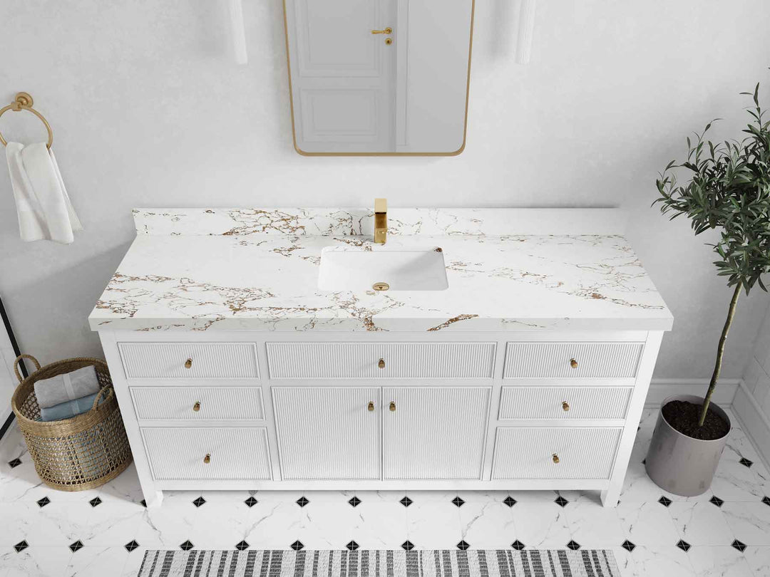 Sonoma 72 in W x 22 in D Free Standing Reeded Single Sink Bathroom Vanity