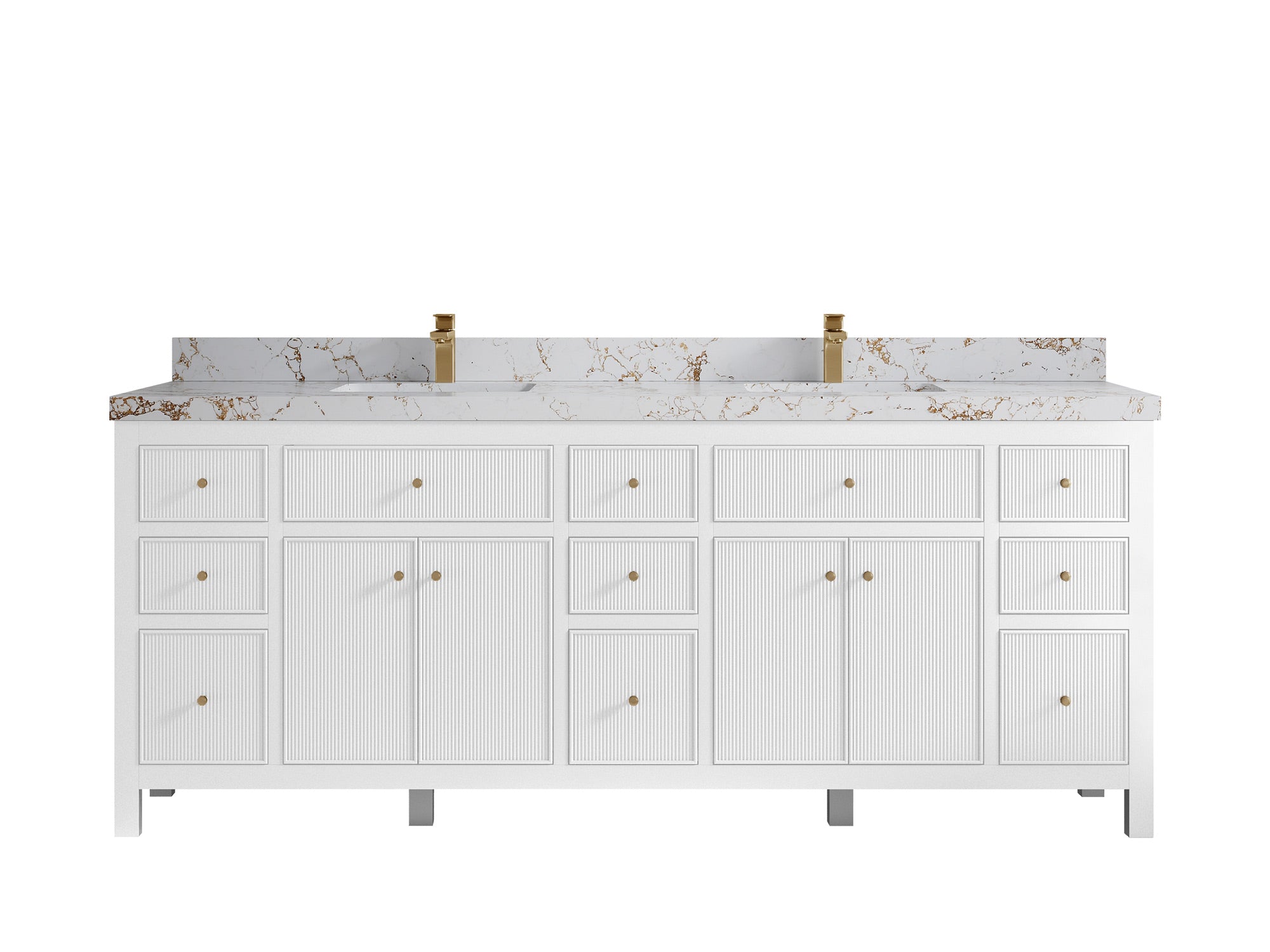 Sonoma 84 in W x 22 in D Free Standing Reeded Double Sink Bathroom Vanity