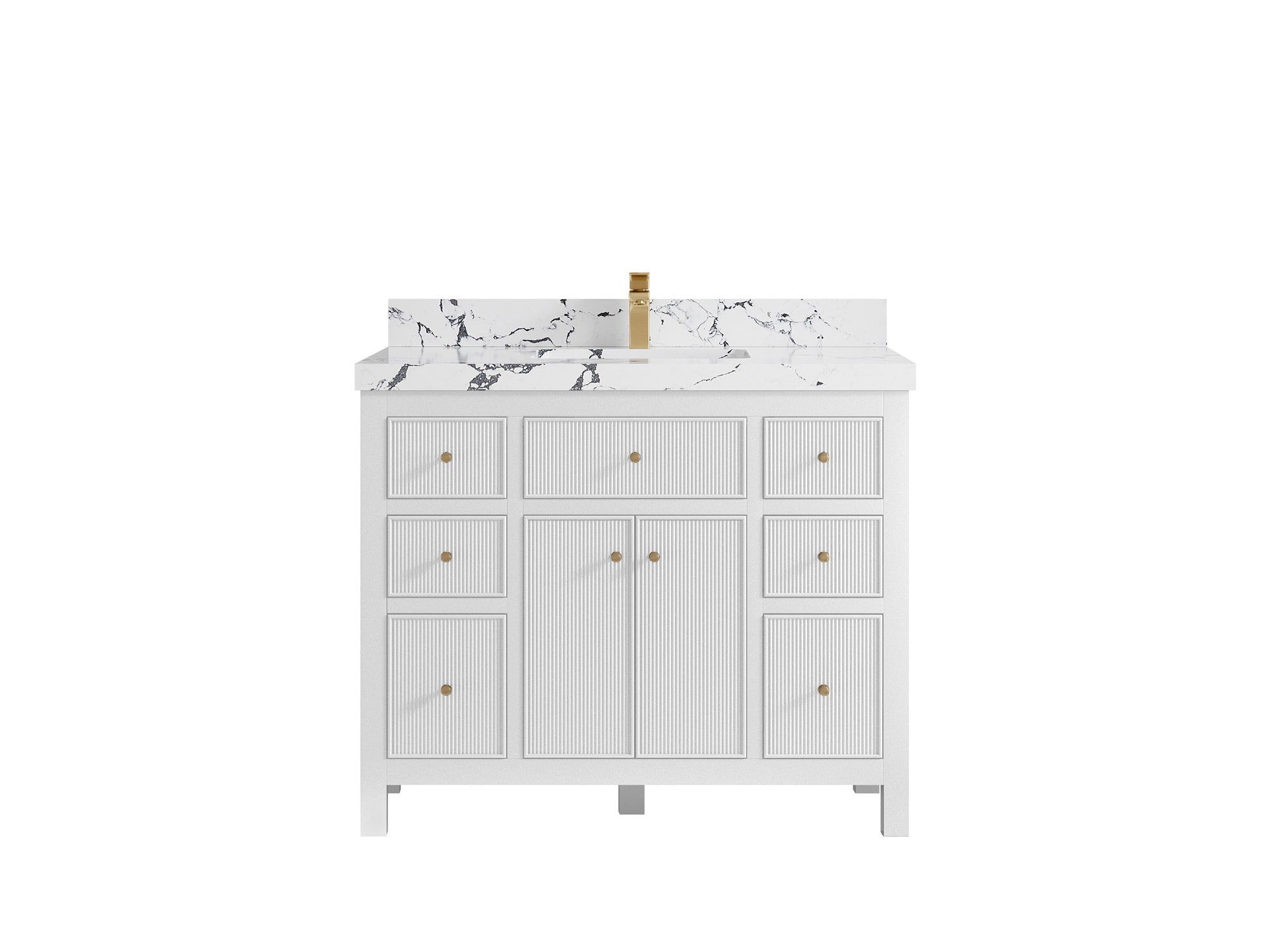 Sonoma 42 in. W x 22 in. D Single Sink Bathroom Vanity in White with 2 in. Viola Night Quartz Countertop