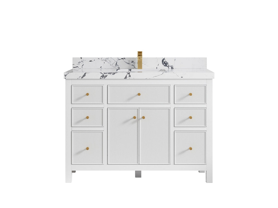 Sonoma 48 in. W x 22 in. D Single Sink Bathroom Vanity in White with 2 in. Viola Night Quartz Countertop