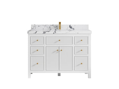 Sonoma 48 in. W x 22 in. D Single Sink Bathroom Vanity in White with 2 in. Viola Night Quartz Countertop