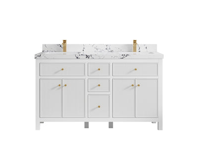 Sonoma 60 in W x 22 in D Free Standing Reeded Double Sink Bathroom Vanity