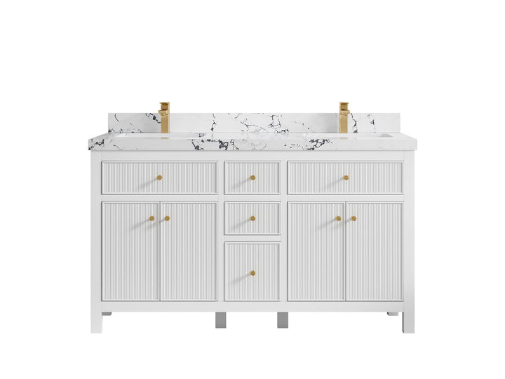 Sonoma 60 in W x 22 in D Free Standing Reeded Double Sink Bathroom Vanity - photo 23
