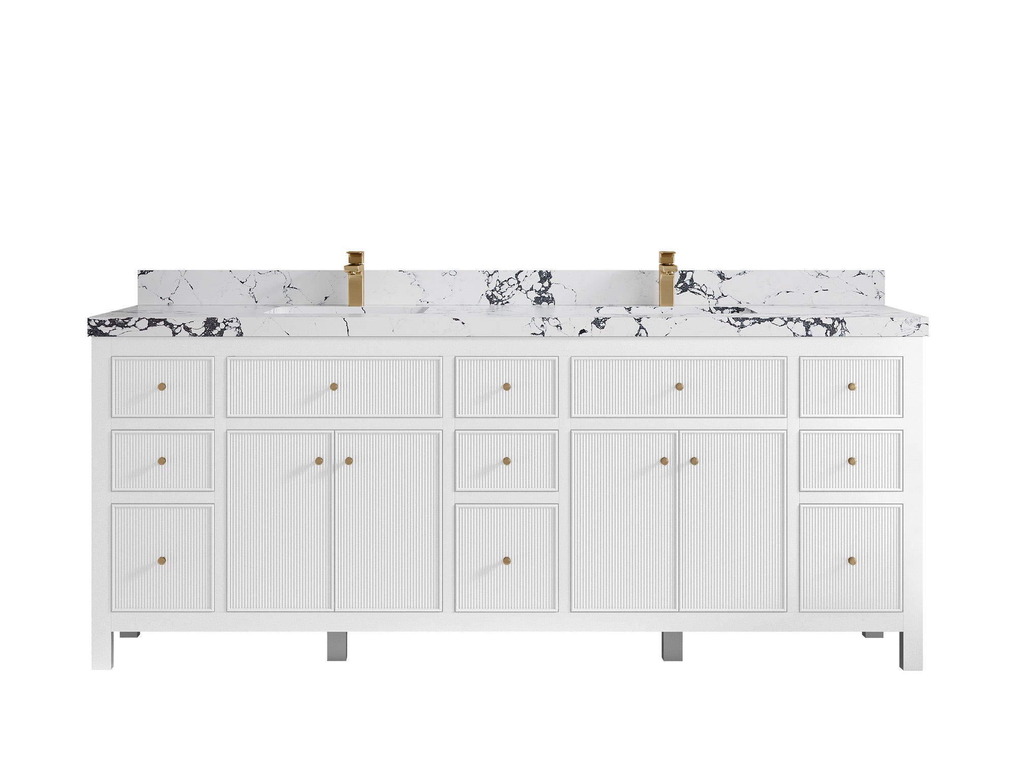 Sonoma 84 in W x 22 in D Free Standing Reeded Double Sink Bathroom Vanity