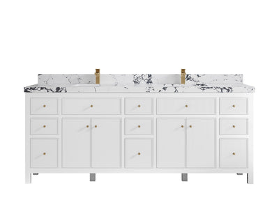 Sonoma 84 in W x 22 in D Free Standing Reeded Double Sink Bathroom Vanity
