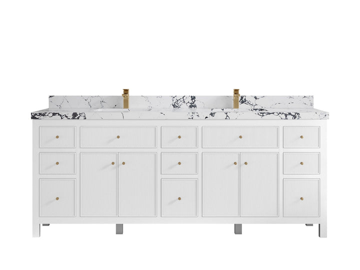 Sonoma 84 in W x 22 in D Free Standing Reeded Double Sink Bathroom Vanity - photo 22
