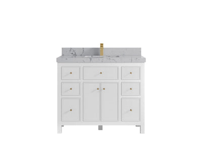 Sonoma 42 in. W x 22 in. D Single Sink Bathroom Vanity in White with 2 in. Venatino Quartz Countertop