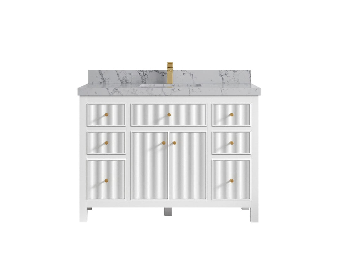 Sonoma 48 in. W x 22 in. D Single Sink Bathroom Vanity in White with 2 in. Venatino Quartz Countertop