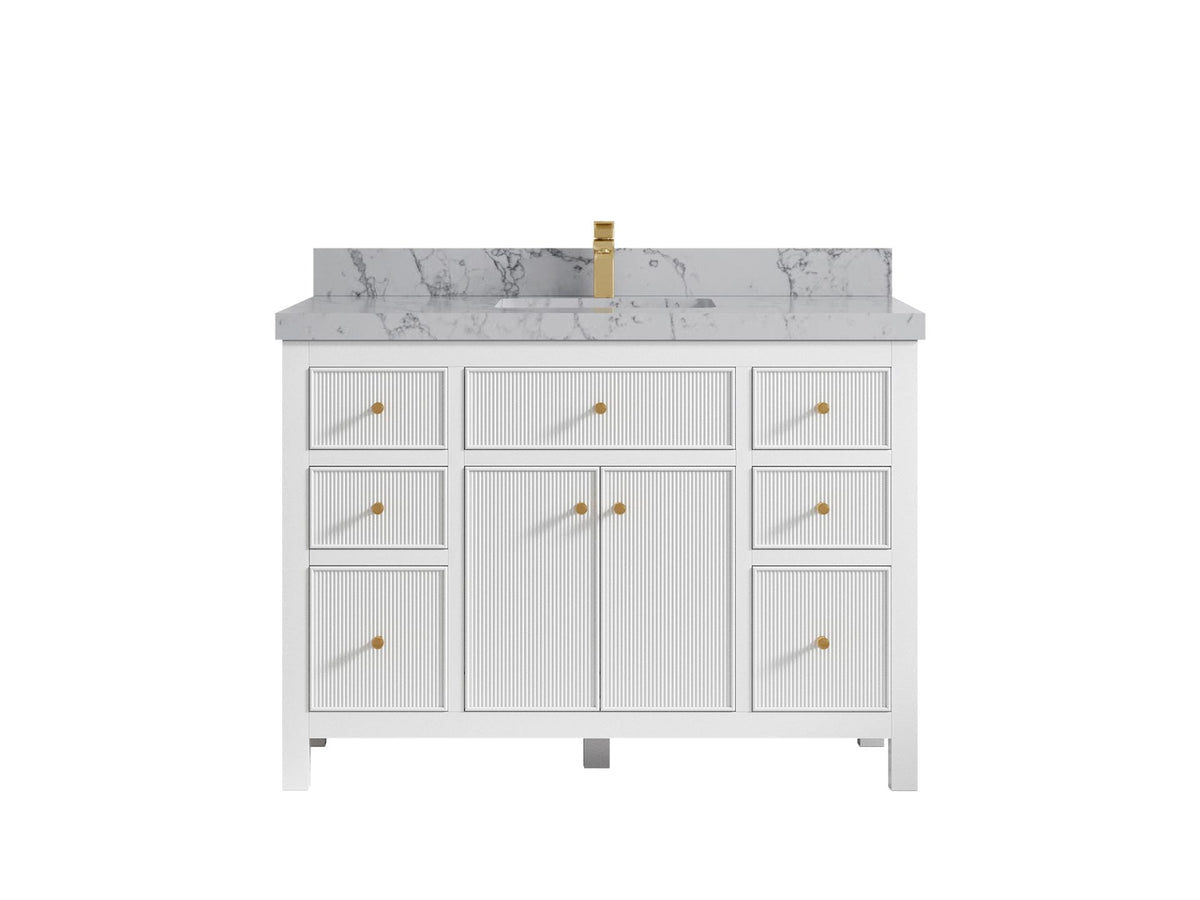Sonoma 48 in. W x 22 in. D Single Sink Bathroom Vanity in White with 2 in. Venatino Quartz Countertop