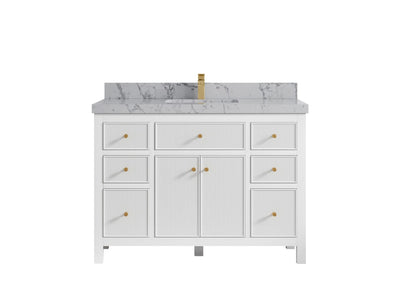 Sonoma 48 in. W x 22 in. D Single Sink Bathroom Vanity in White with 2 in. Venatino Quartz Countertop