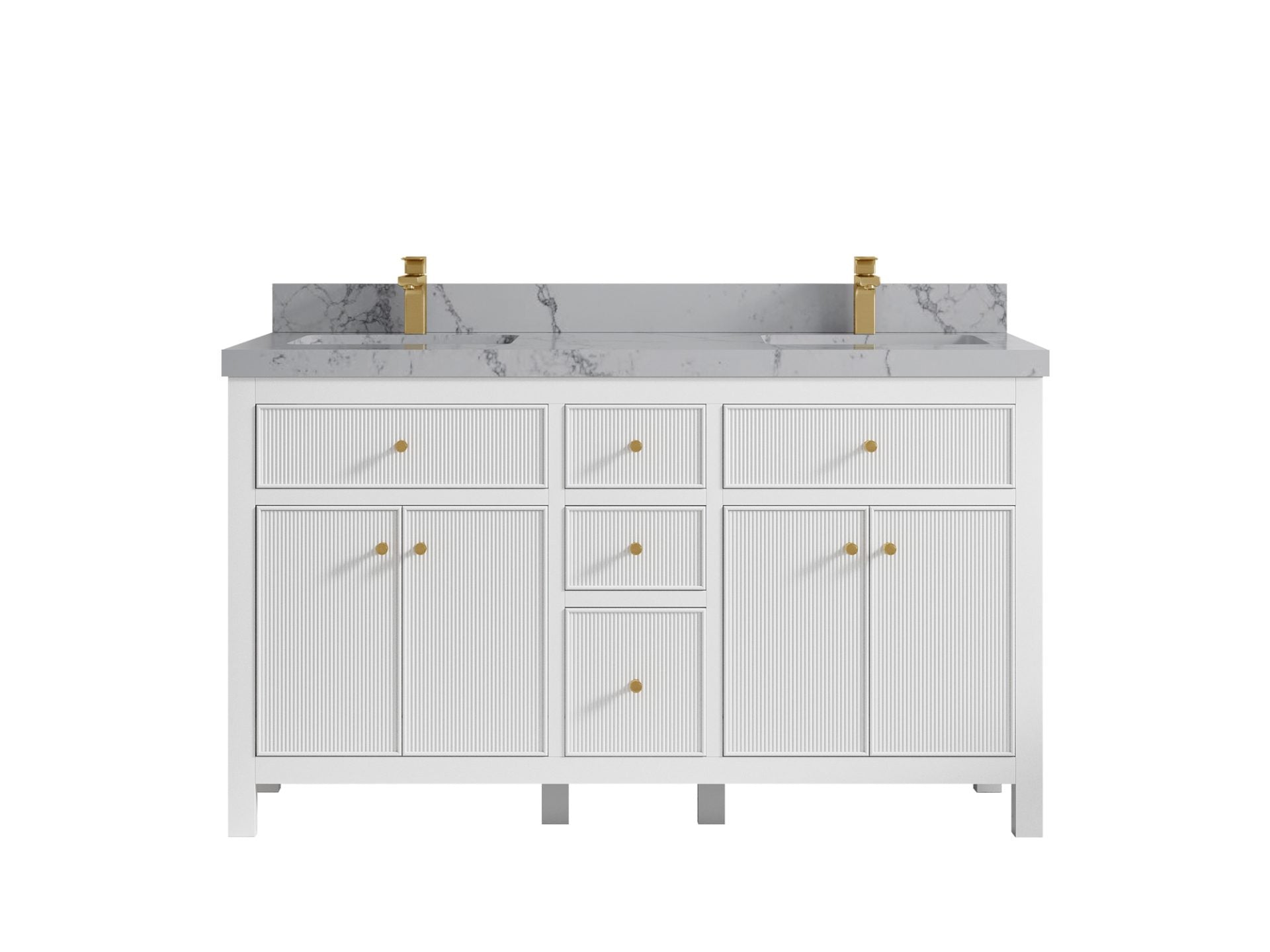 Sonoma 60 in W x 22 in D Free Standing Reeded Double Sink Bathroom Vanity
