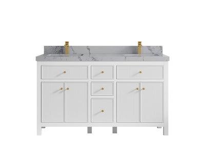 Sonoma 60 in W x 22 in D Free Standing Reeded Double Sink Bathroom Vanity