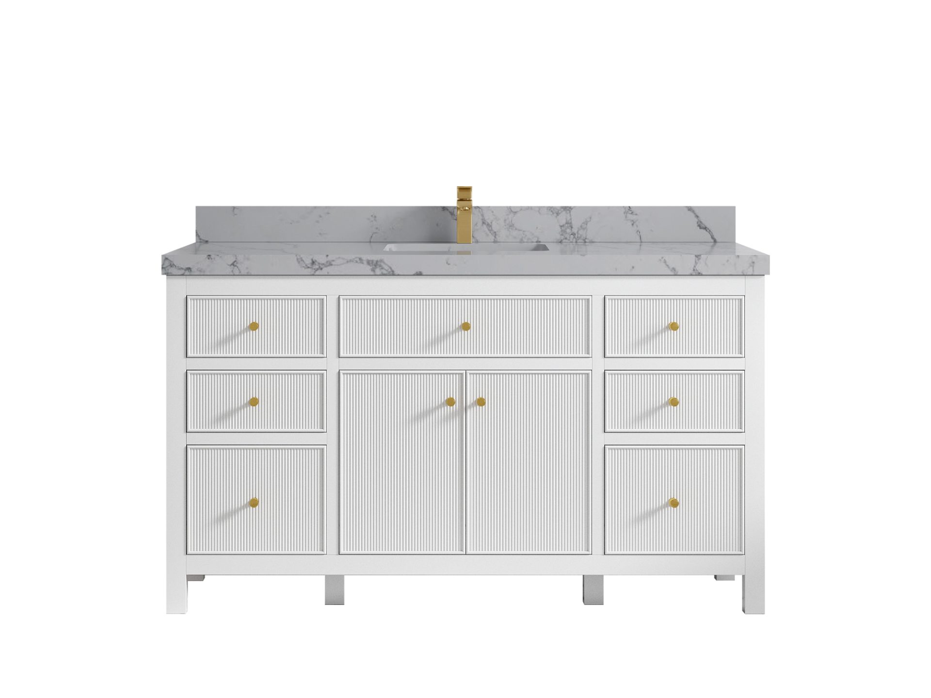 Sonoma 60 in W x 22 in D Free Standing Reeded Single Sink Bathroom Vanity