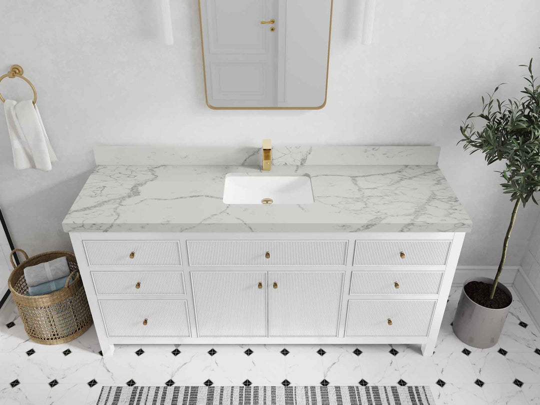 Sonoma 72 in W x 22 in D Free Standing Reeded Single Sink Bathroom Vanity