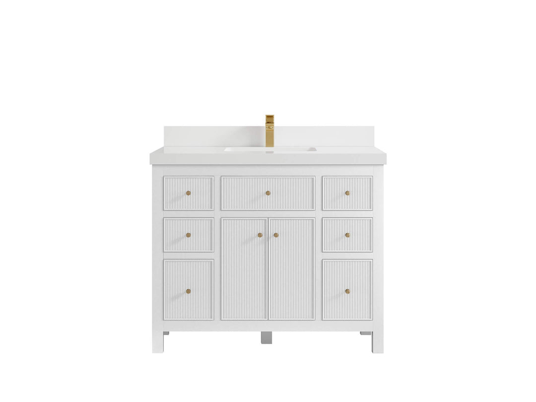 Sonoma 42 in. W x 22 in. D Single Sink Bathroom Vanity in White with 2 in. White Quartz Countertop