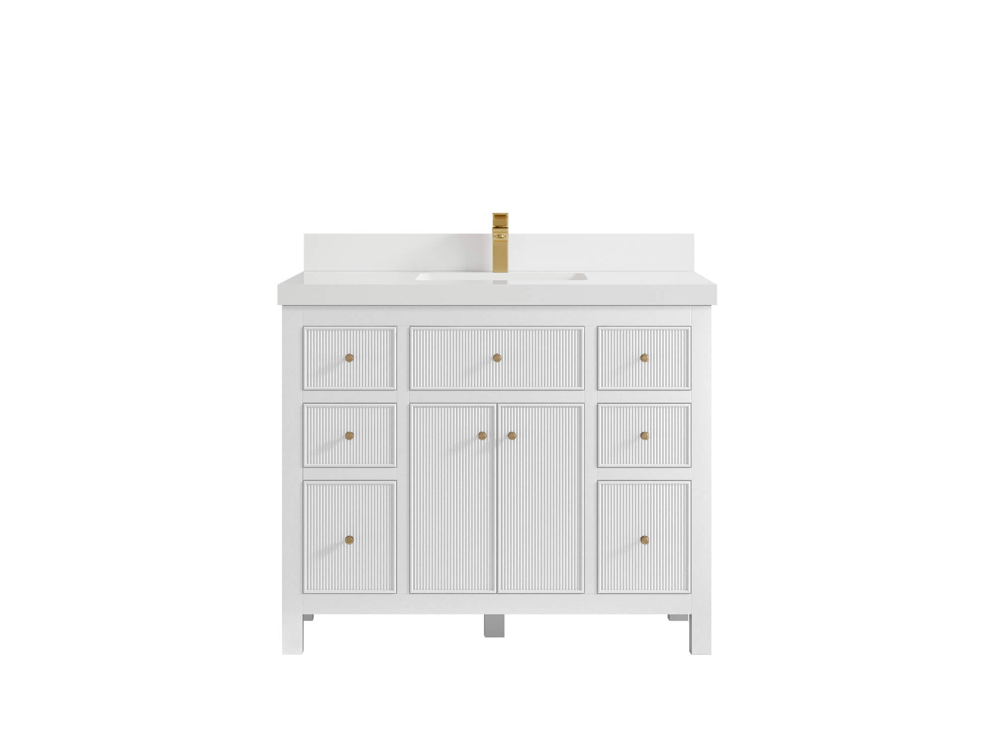 Sonoma 42 in. W x 22 in. D Single Sink Bathroom Vanity in White with 2 in. White Quartz Countertop