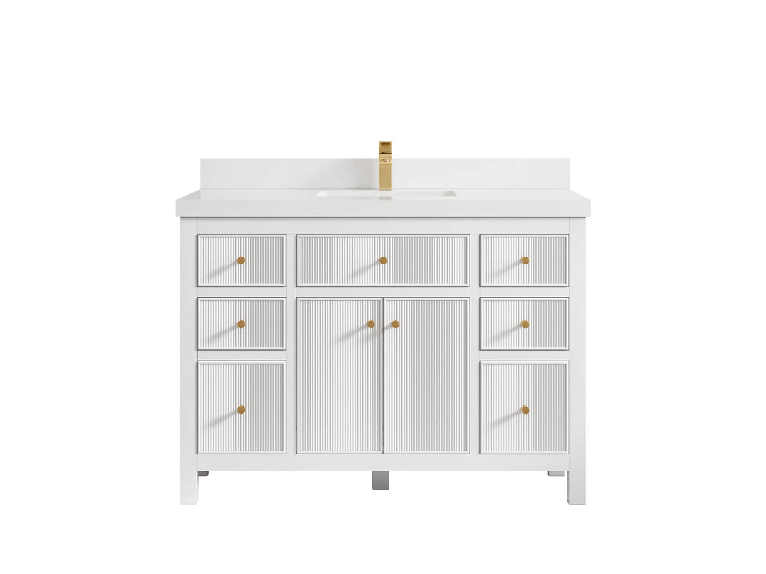 Sonoma 48 in. W x 22 in. D Single Sink Bathroom Vanity in White with 2 in. White Quartz Countertop