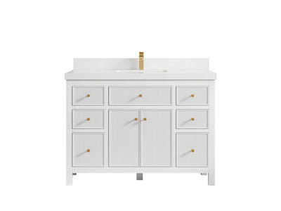 Sonoma 48 in. W x 22 in. D Single Sink Bathroom Vanity in White with 2 in. White Quartz Countertop
