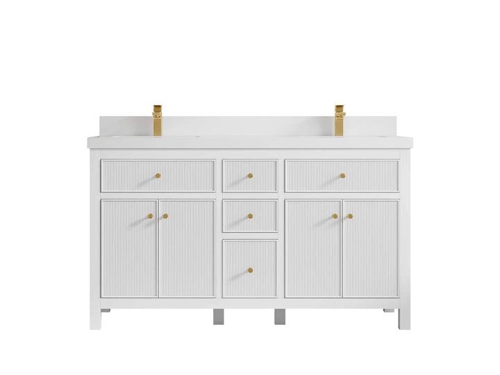 Sonoma 60 in W x 22 in D Free Standing Reeded Double Sink Bathroom Vanity - photo 25