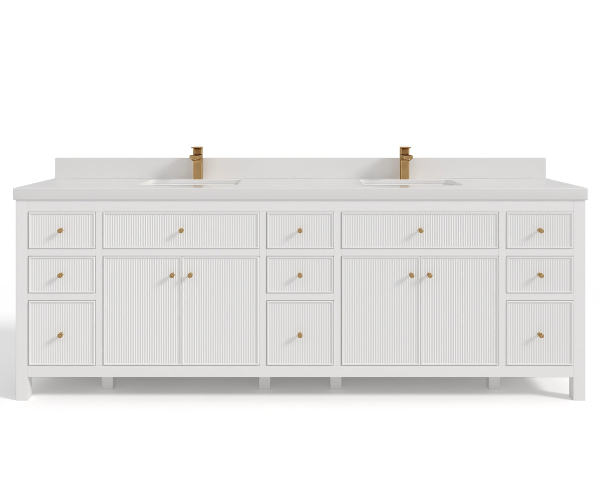 Sonoma 96 in W x 22 in D Free Standing Reeded Double Sink Bathroom Vanity
