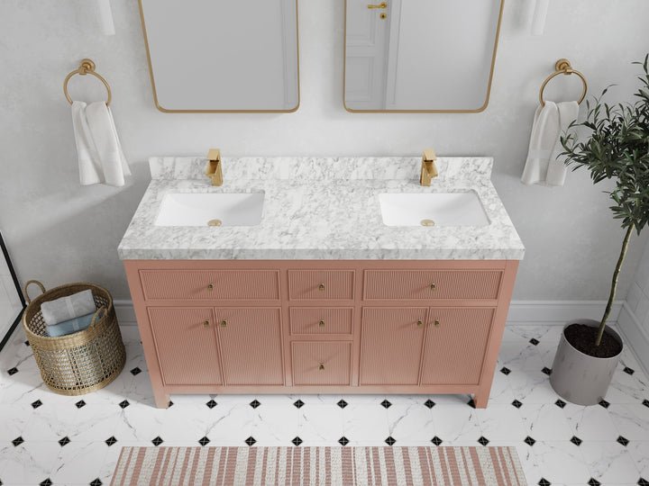 Sonoma 60 in W x 22 in D Free Standing Reeded Double Sink Bathroom Vanity - photo 18