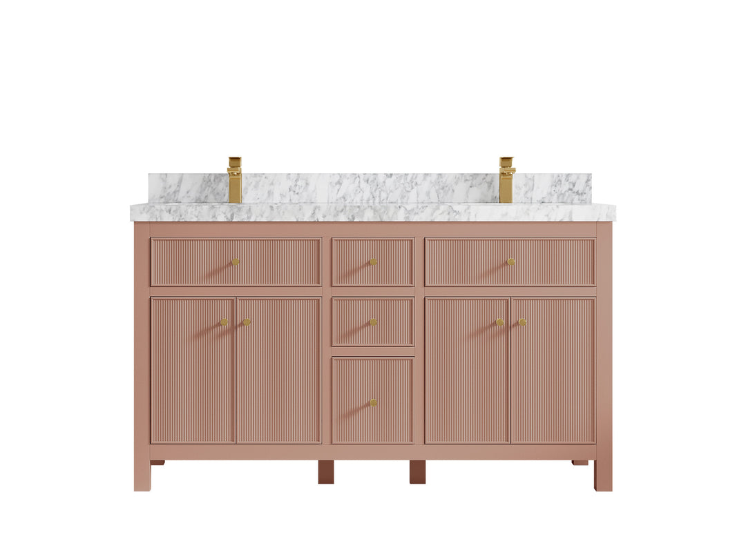 Sonoma 60 in W x 22 in D Free Standing Reeded Double Sink Bathroom Vanity