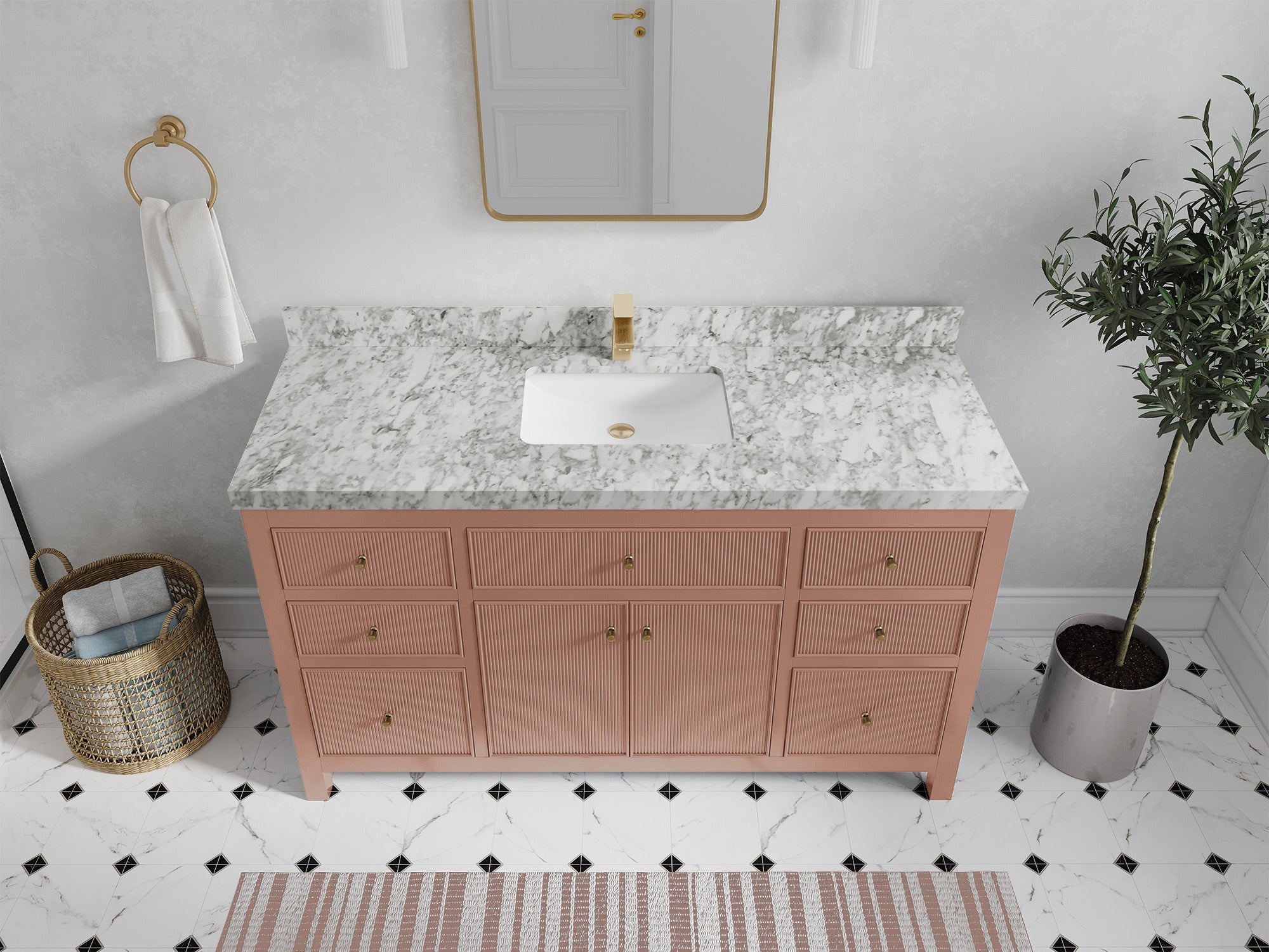 Sonoma 60 in W x 22 in D Free Standing Reeded Single Sink Bathroom Vanity