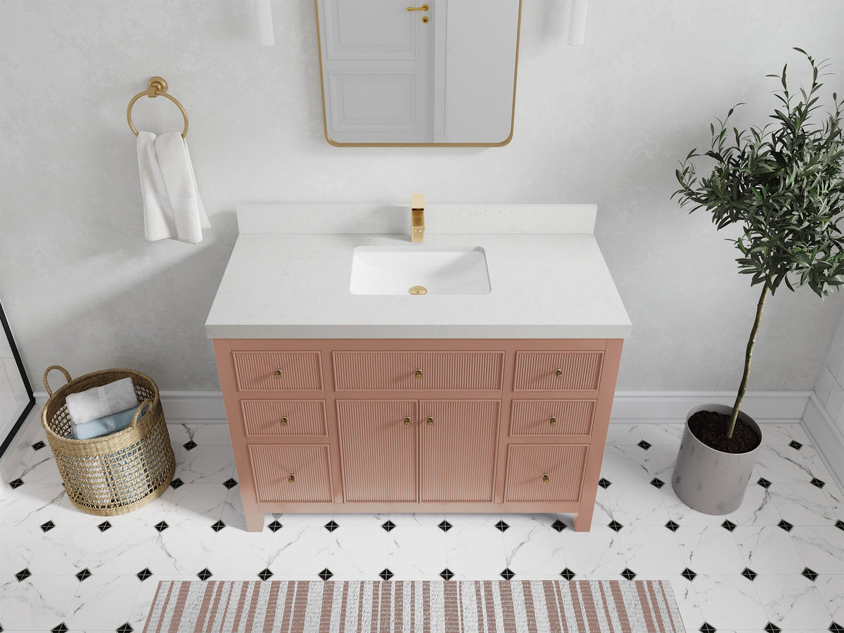 Sonoma 48 in. W x 22 in. D Single Sink Bathroom Vanity in Warm Terracotta with 2 in. Carrara Quartz Countertop - Top View