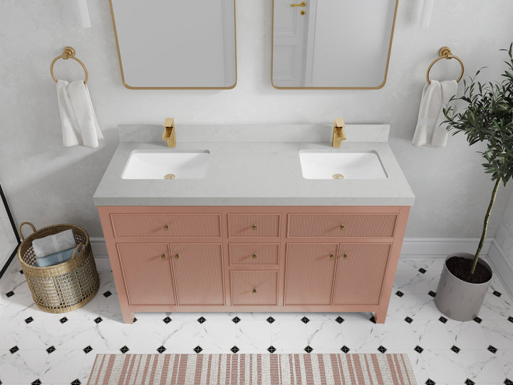 Sonoma 60 in W x 22 in D Free Standing Reeded Double Sink Bathroom Vanity - photo 20