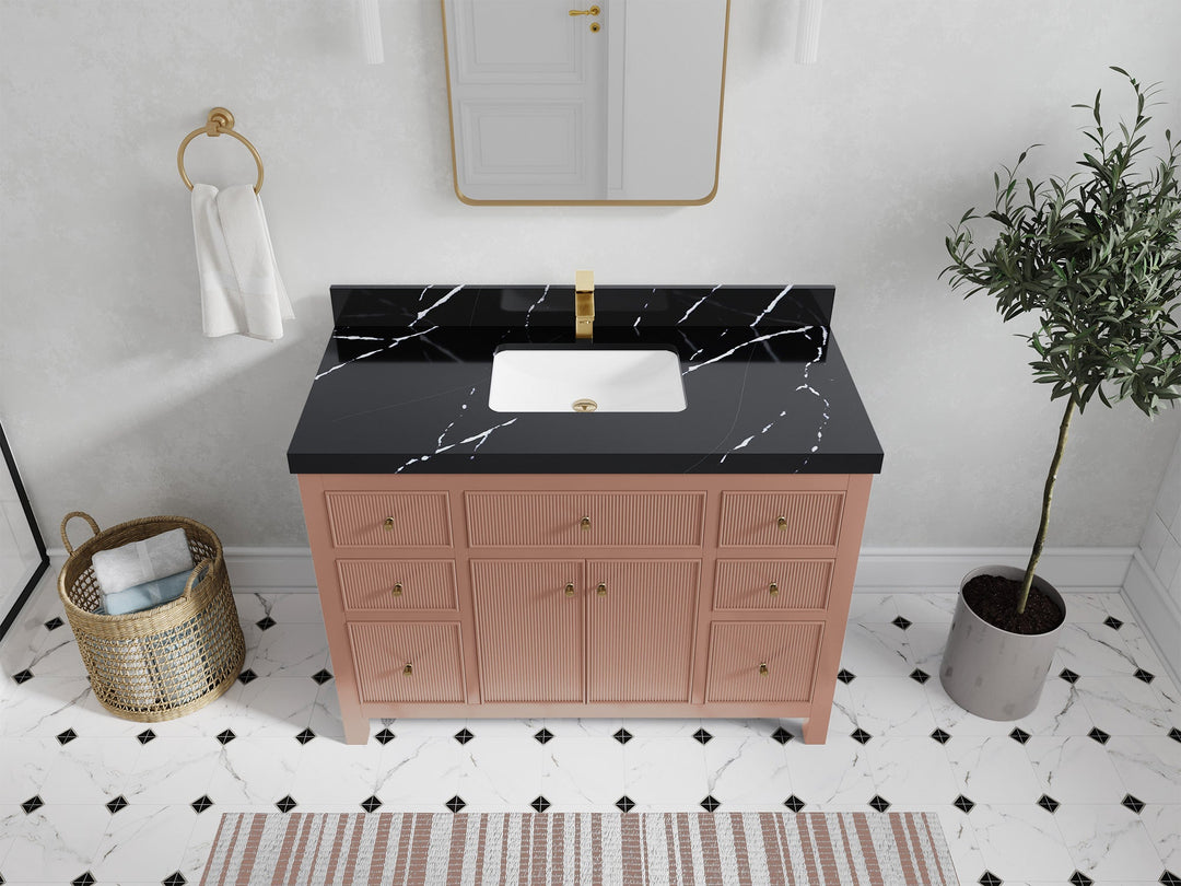 Sonoma 48 in. W x 22 in. D Single Sink Bathroom Vanity in Warm Terracotta with 2 in. Calacatta Black Quartz Countertop - Top View