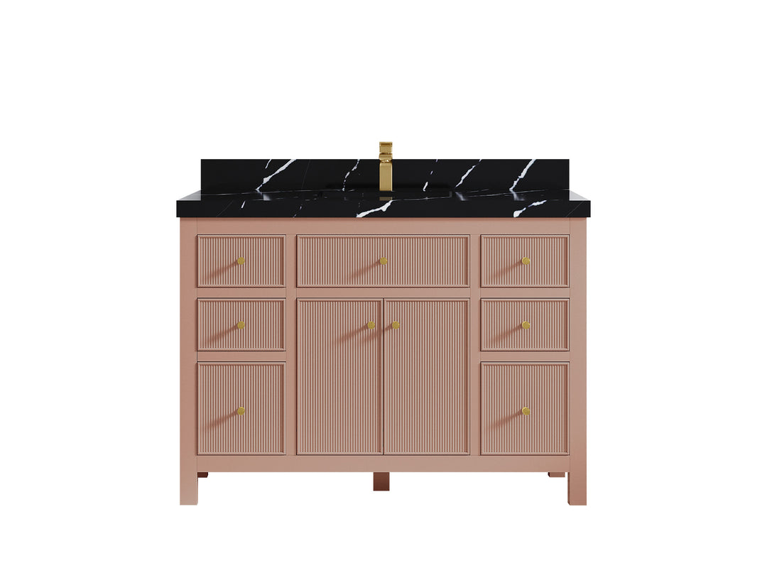 Sonoma 48 in. W x 22 in. D Single Sink Bathroom Vanity in Warm Terracotta with 2 in. Calacatta Black Quartz Countertop