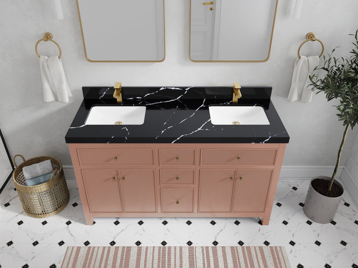 Sonoma 60 in W x 22 in D Free Standing Reeded Double Sink Bathroom Vanity - photo 8