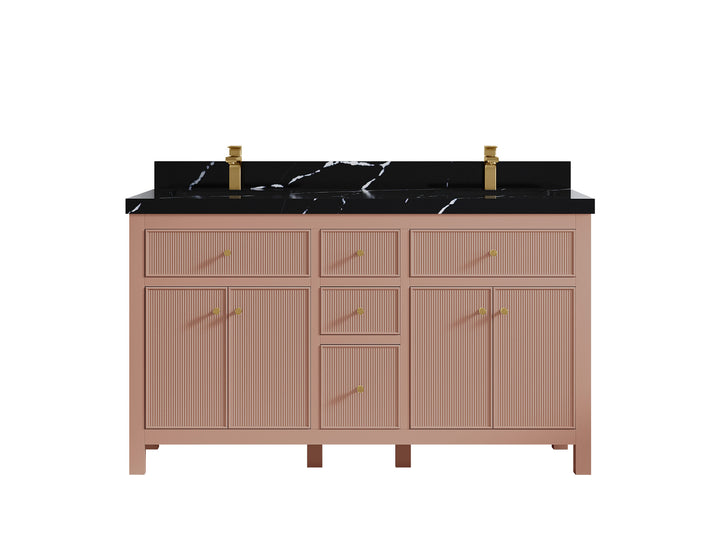Sonoma 60 in W x 22 in D Free Standing Reeded Double Sink Bathroom Vanity - photo 9