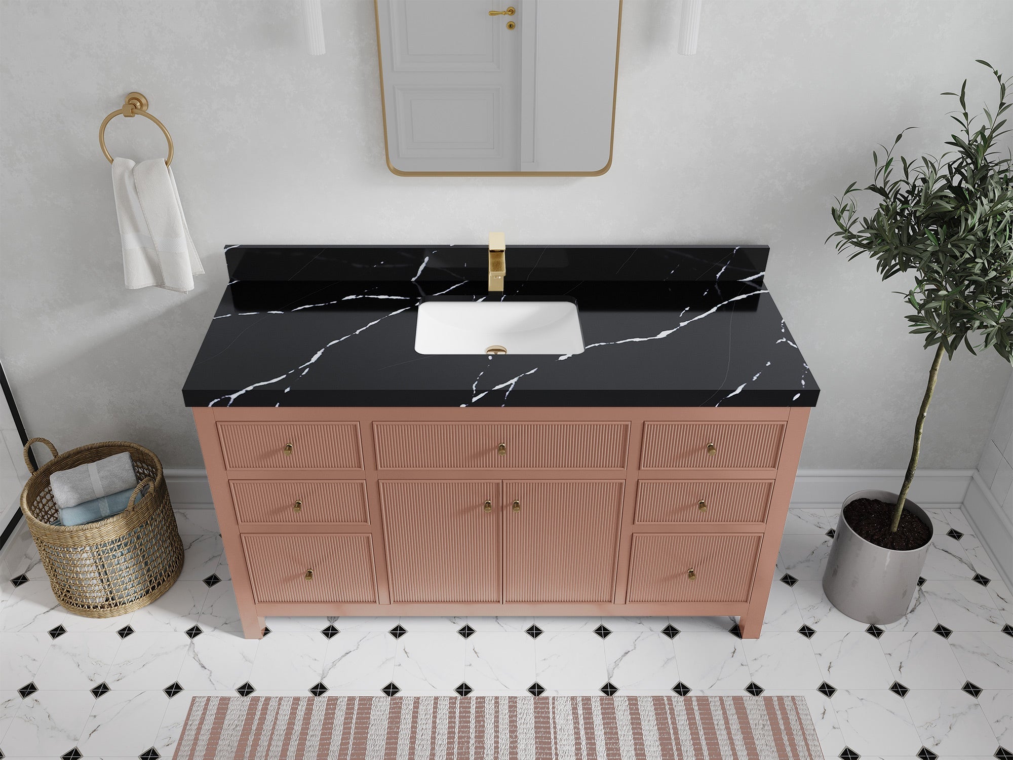 Sonoma 60 in W x 22 in D Free Standing Reeded Single Sink Bathroom Vanity